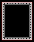 Red White Black Floral Border Rug