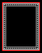 Red White Black Floral Border Rug