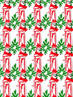 Red White Green Festive Figures Rug