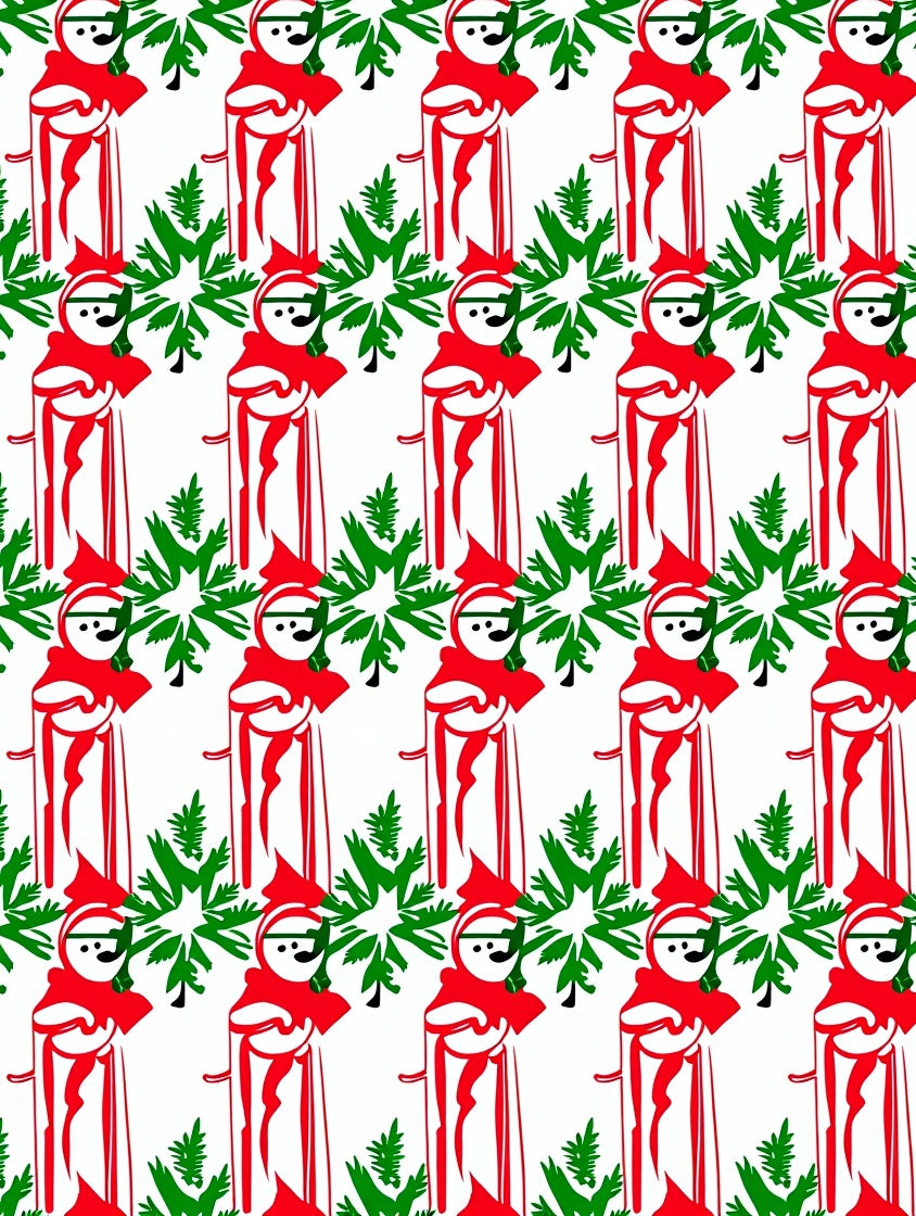 Red White Green Festive Figures Rug