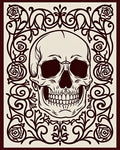 Dark Floral Skull Vintage Scroll Rug