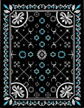 Black White Turquoise Celestial Symbols Rug