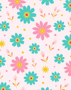 Pink Turquoise Daisy Meadow Rug