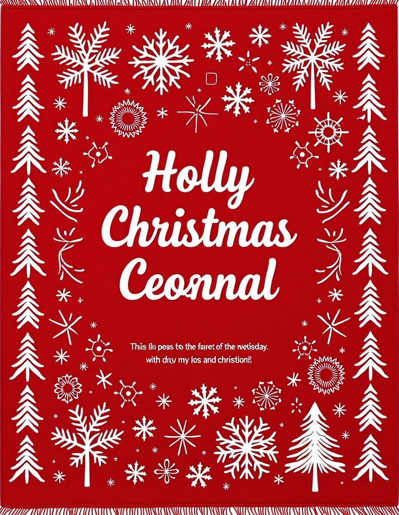 Red White Snowflake Christmas Trees Rug
