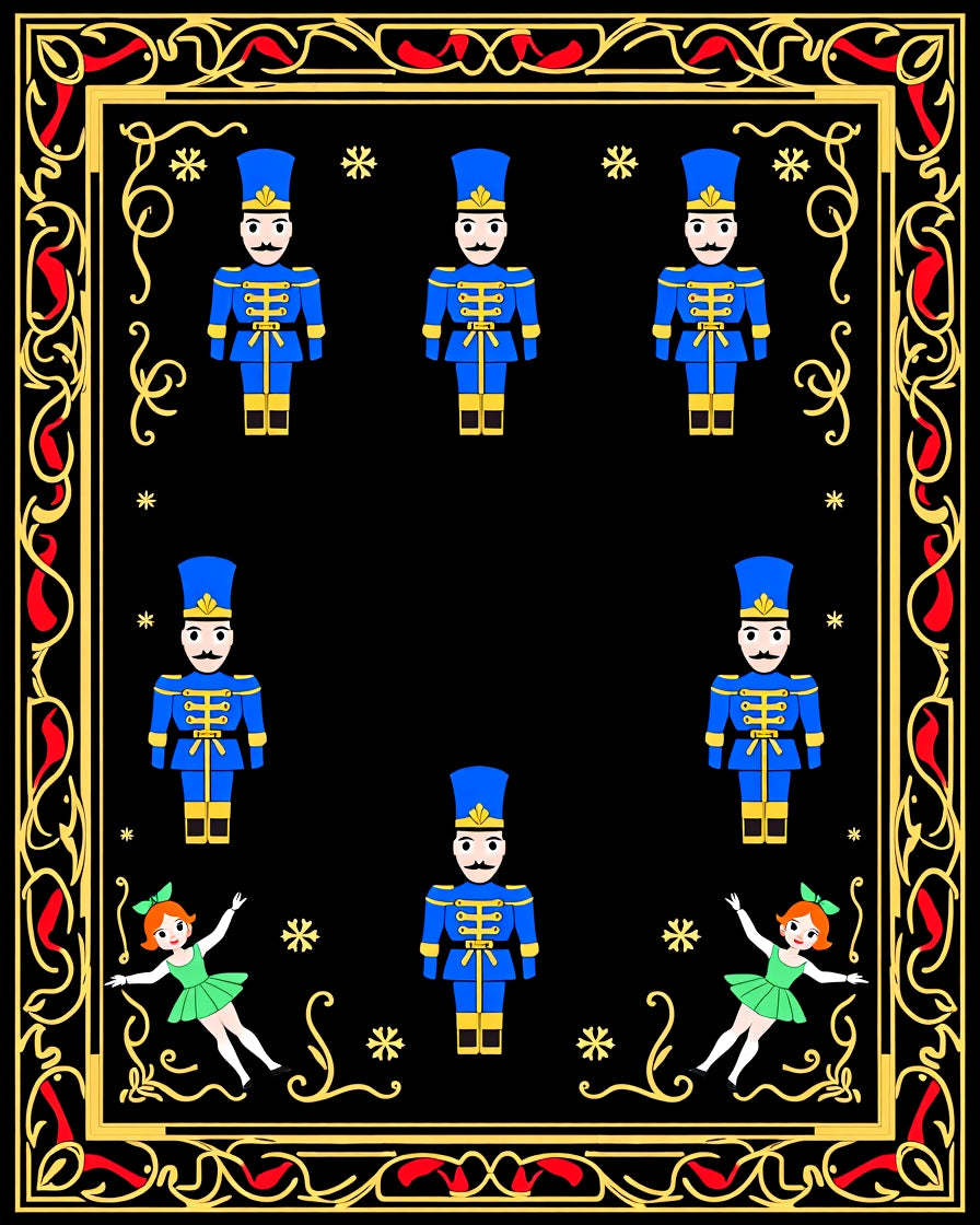 Royal Blue Nutcracker Ballet Frame Rug