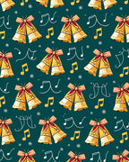 Golden Bells Music Notes Christmas Rug