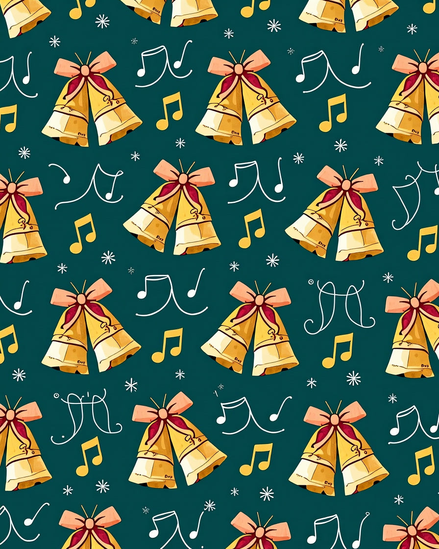 Golden Bells Music Notes Christmas Rug