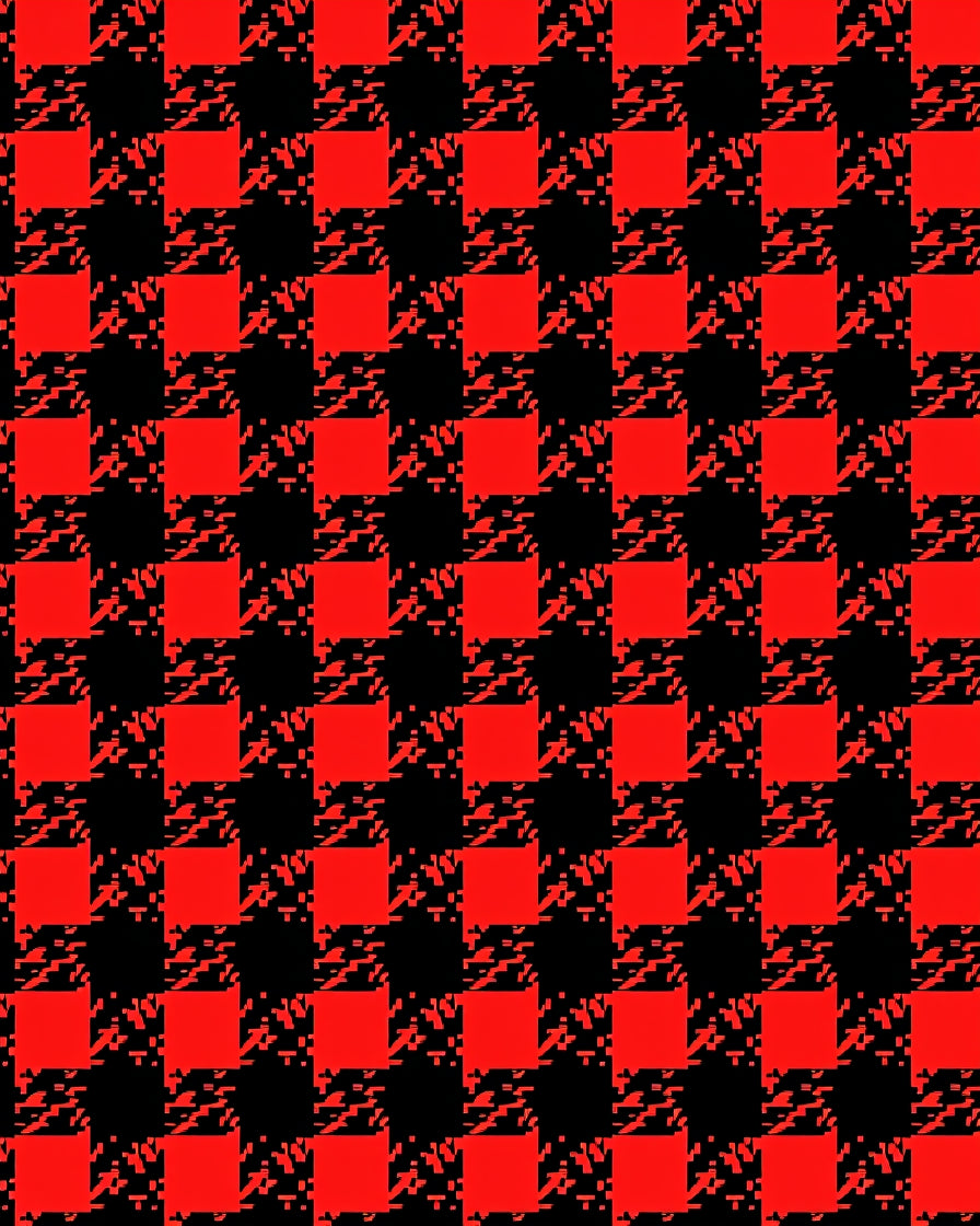 Bold Red Black Checkered Houndstooth Rug