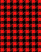 Bold Red Black Checkered Houndstooth Rug