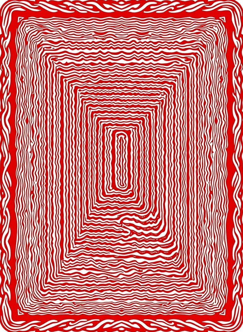 Bold Red Rectangular Waves Rug