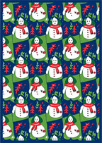 Cheerful Snowman with Red Scarlet Scarf Rug