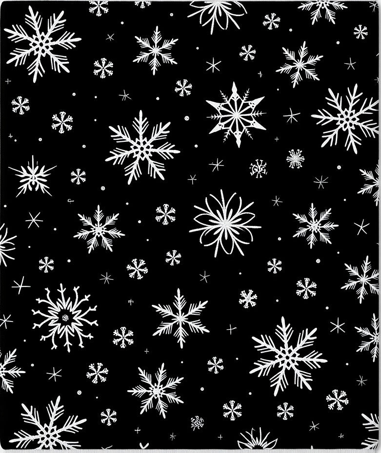 Black White Snowflake Scatter Rug