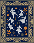 Dancing Figures Orange Pumpkins Autumn Border Rug