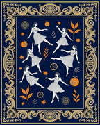 Dancing Figures Orange Pumpkins Autumn Border Rug