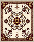 Crimson Gold Ornamental Medallion Blanket Rug