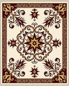 Crimson Gold Ornamental Medallion Blanket Rug