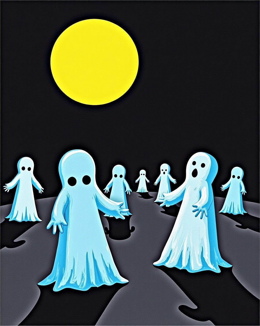 Spectral Blue Ghost Moon Night Rug