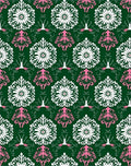 Art Deco Emerald White Pink Floral Rug
