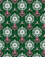 Art Deco Emerald White Pink Floral Rug