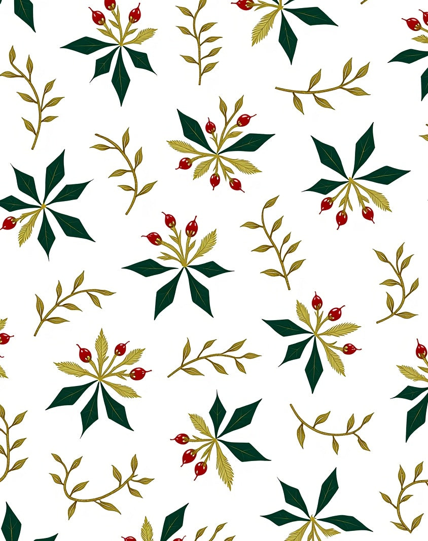 Crimson Berry Starburst Branch Scatter Rug