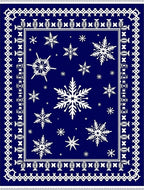 Navy White Snowflake Border Rug