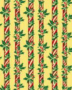 Festive Red Green Leaf Stripe Rug
