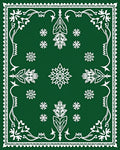 Emerald Snowflakes In Ornate Border Rug