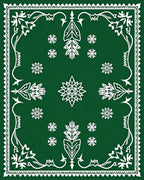 Emerald Snowflakes In Ornate Border Rug