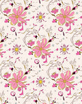 Pink Floral Whimsical Vine Fabric Rug