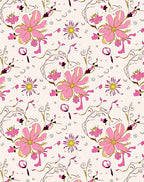 Pink Floral Whimsical Vine Fabric Rug
