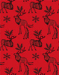 Crimson Reindeer And Snowflakes Folk Rug