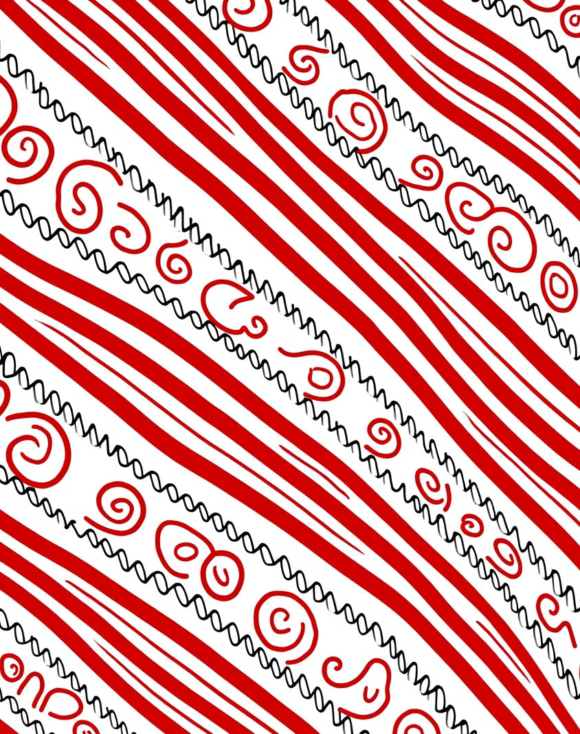 Bold Red Swirl Stripe Arrangement Rug
