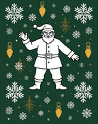 Festive Santa Christmas Snowflakes Holly Tree Rug