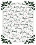 Christmas Script All Over Leafy Border Rug