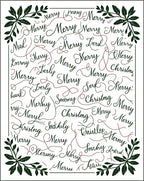 Christmas Script All Over Leafy Border Rug