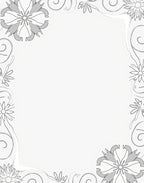 Light Gray Floral Swirl Border Rug
