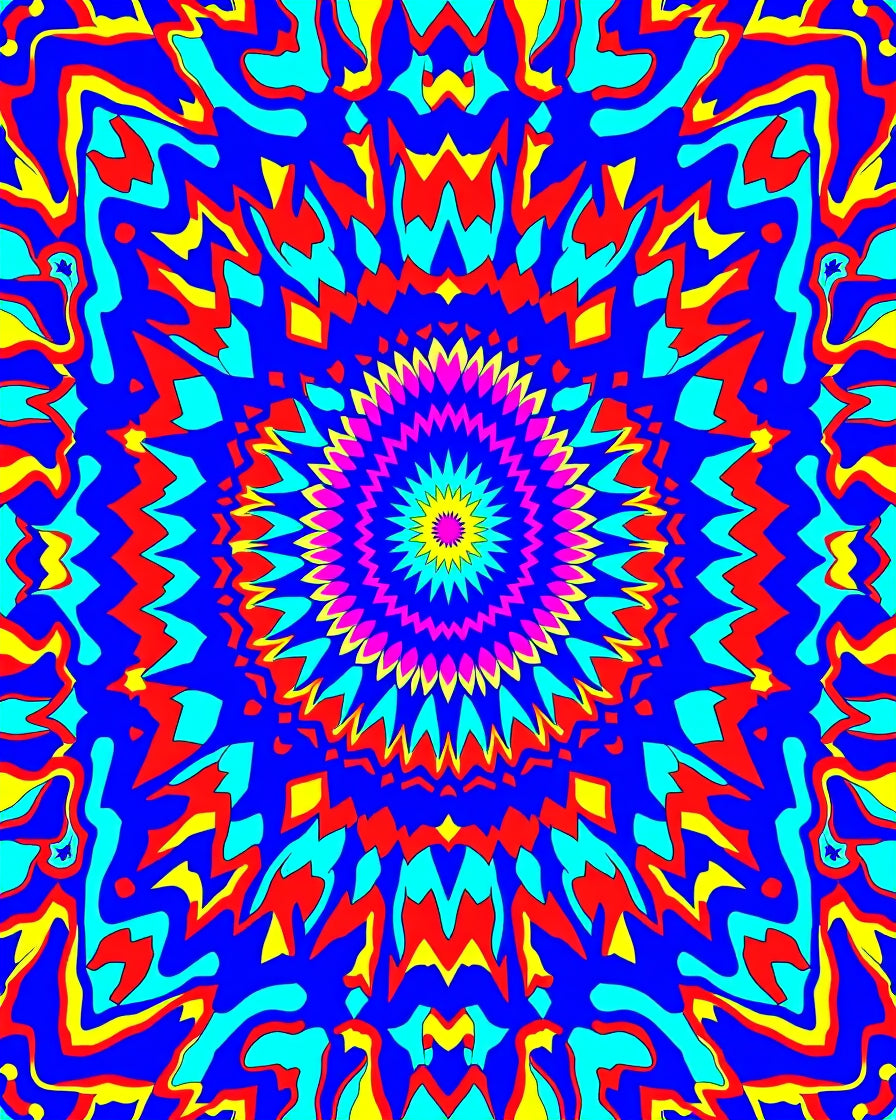 Vibrant psychedelic mandala blue Rug