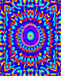 Vibrant psychedelic mandala blue Rug