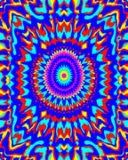 Vibrant psychedelic mandala blue Rug