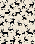 Black Reindeer Silhouette Cream Background Rug