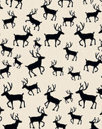 Black Reindeer Silhouette Cream Background Rug