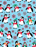 Charming Penguin Snowfall Scene Rug
