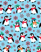 Charming Penguin Snowfall Scene Rug