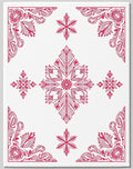 Crimson Floral Medallion Snowflake Arrangement Rug