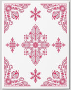 Crimson Floral Medallion Snowflake Arrangement Rug