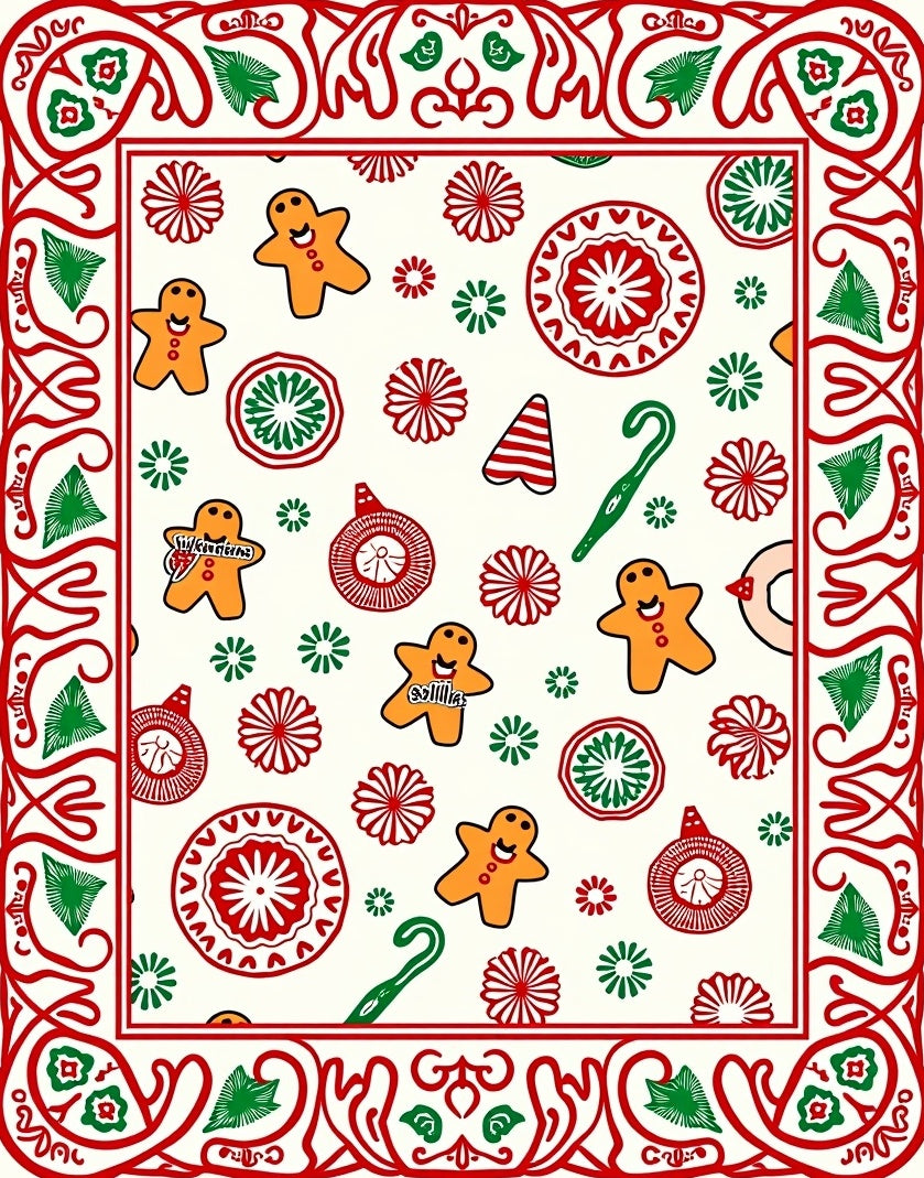 Happy Gingerbread Christmas Candy Forest Rug