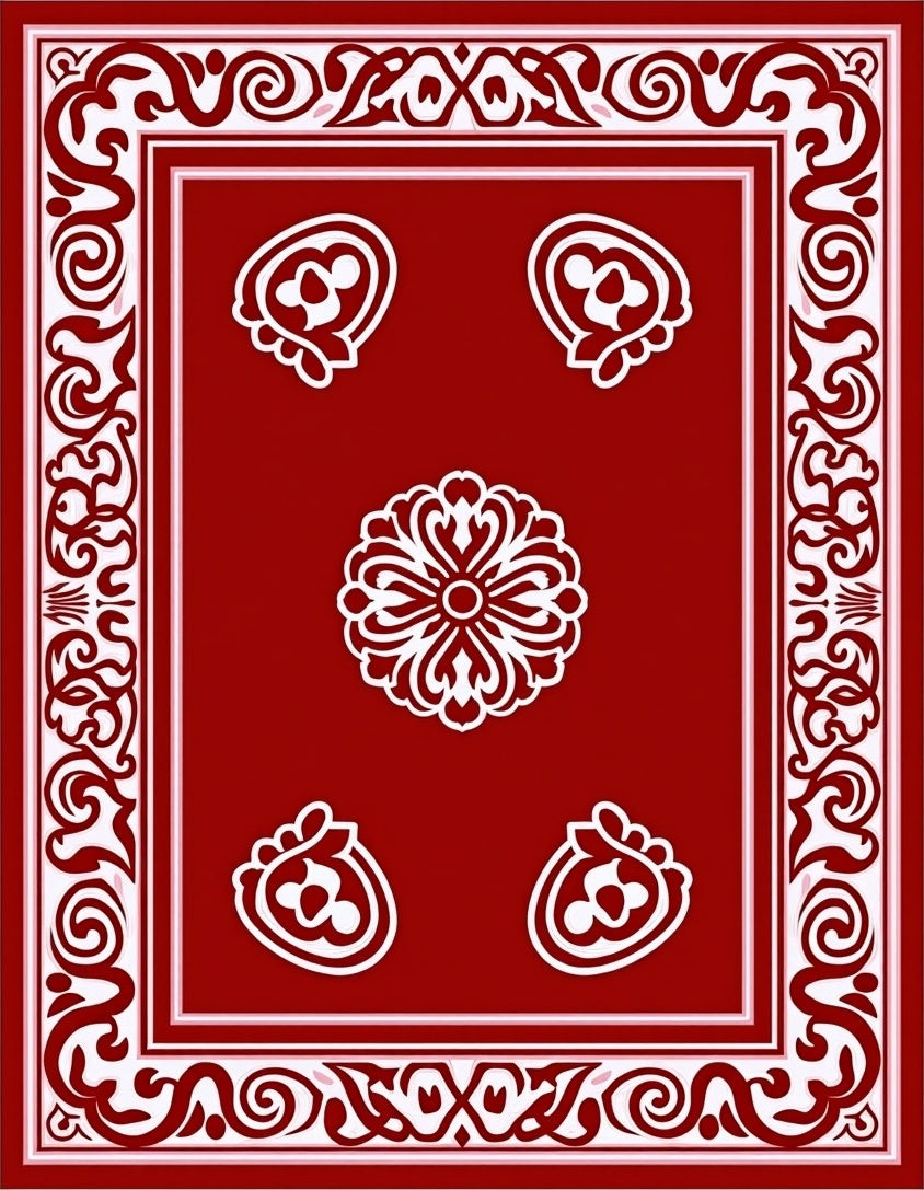 Crimson Red Classic Floral Medallion Rug