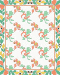 Coral Green Leafy Vine Border Rug