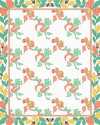 Coral Green Leafy Vine Border Rug