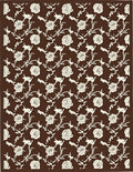 Brown Ivory Rose Vine Scroll Rug
